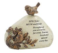 Special Mum & Dad Robin Love Birds Memorial Graveside Stone Plaque Ornament