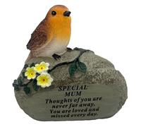 Special Mum Graveside Memorial Robin Bird Resin Stone Grave Plaque Ornament Decoration Sadly Missed