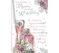 SPECIAL MUM ON YOUR 50TH BIRTHDAY CARD*****ATTACHED PINK RIBBON****9 X 6 INCHES***AE5**