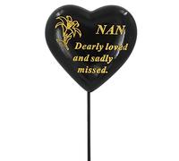 Special Nan Black & Gold Lily Flower Memorial Tribute Stick Graveside Plaque