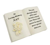 Special Nan Brushed Gold Rose Memorial Graveside Book Plaque