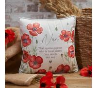 Special Nan Cushion - Soft White Velour with Embroidered Poppy & Sentiment Quote - Perfect Mother's Day or Birthday Gift for Grandmother (30cm)