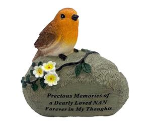 Special Nan Graveside Memorial Robin Bird Resin Stone Grave Plaque Ornament Decoration Sadly Missed