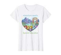 Special Needs Educator Sensory Integration Adventure Awaits Value Graphic T-Shirt, Women, White, XL