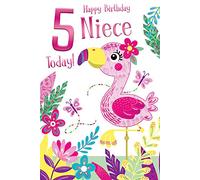 Special Niece 5th Age 5 Today Cute Flamingo Happy Birthday Card Lovely Verse