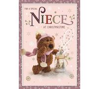 Special Niece Christmas Card - Barley Bear with Magical Jar and an Embossed Foil Finish - By ICG