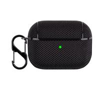 Special Nylon Pattern Waterproof Case for AirPods Pro, Shock-Absorbing Case Cover Accessories with Keychain Full Protective Skin Accessories for Women Men Girl-Black