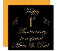 Special Paper Anniversary Card for Dad Mum Parents - Special Mum & Dad - Happy 1st Wedding Anniversary Cards from Son Daughter Family, 145mm Greeting Cards for Anniversaries