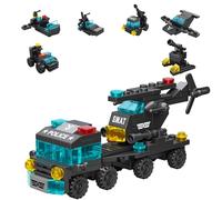 Special Police Building Blocks Toy - 7 in 1 Transformable Police Car Set, SWAT Truck & Helicopter STEM Toys for Kids Ages 6-12, Creative Birthday Gifts for Boys & Girls
