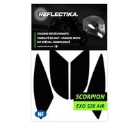Special Reflective Stickers Kit for Scorpion Exo 520 Air Motorcycle Helmet - Black Signalling Adhesive Approved French Standards - Night Visibility