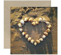 Special Romantic Cards for Wife - Wedding Anniversary Card for Couple - Sea Shells in Heart Shape Photo Greeting Card - Thoughtful Love Card for Her - Gifts for Her - Valentine's Day