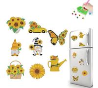 Special Shape Sunflower Diamond Painting Kit - 8Pcs Refrigerator Magnets for Creative Home Decoration