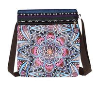 Special Shaped Handbag Kaleidoscope Tote Bag Crystal Gems Art Canvas Bag Mandala DIY Rhinestone Cross Stitch Shopping Bags Mystic Rose for Woman Home Organize