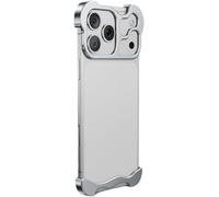 Special-Shaped Metal Corner Anti-Fall Case Suitable for iPhone Air, Borderless Slim No Back Shockproof Bumper with Lens Film Cover Phone Case (Silver, for iPhone Air 2025 6.5")