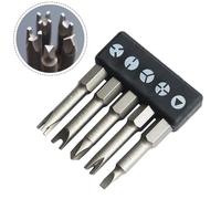 Special-Shaped Screwdriver Bits Set, 5-Piece 50mm Chrome Vanadium Steel U Y Triangle 3-Point 4-Point Bits for Electric Screwdrivers and Hand Drills