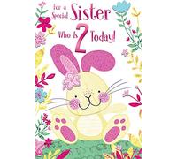 Special Sister 2nd Age 2 Today Cute Bunny Happy Birthday Card Lovely Verse