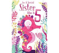 Special Sister 5th Age 5 Today Cute Seahorse Happy Birthday Card Lovely Verse