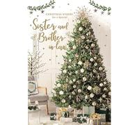 Special Sister & Brother-in-Law Christmas Card - Neutral Christmas Tree and Gifts Embossed with Foil and Flitter Details - By International Cards and Gifts