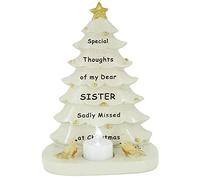 Special Sister Christmas Tree & Robin Memorial Tealight Candle Ornament Plaque With Verse