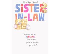 Special Sister-in-Law Birthday Card with Teddy Bear Design, Sentimental Message