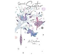 Special Sister Unicorn Embellished Christmas Card Hand-Finished Champagne Cards XCDC398