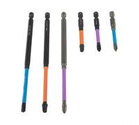 Special Slotted Cross Screwdriver Bits 65mm 150mm FPH1 FPH2 FPH3 Set of 6 Alloy Steel Magnetic Tips for Electrician Use with Rust-Resistant Phosphating Treatment