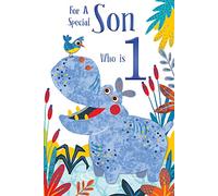 Special Son 1st Age 1 Today Cute Hippo Happy Birthday Card Lovely Verse