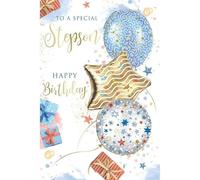 Special Stepson Birthday Card with Balloons and Presents Design, 15 x 23 cm