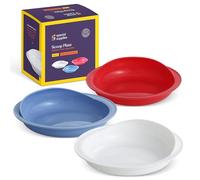 Special Supplies Adaptive Easy Scoop Plates, 3 Pack, Colors Red, White and Blue, Spillproof, Dishwasher Safe