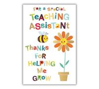 Special Teaching Assistant Card, Thank You For Helping Me Grow, Gold Foil Finish, UK Made
