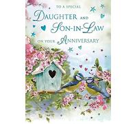 Special Thoughts Daughter and Son-In-Law Anniversary card - Regal Publishing - To A Special Daughter and Son-In-Law on your anniversary, Bluetits and bird house design