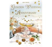 Special Thoughts Loving Memory Open Graveside Memorial Card - Special Friend 6.5" x 4.75" 50th Golden Wedding Anniversary card C80902 - Regal Publishing - Champagne glasses - fifty years anniversay