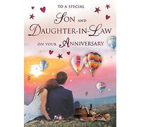 Special Thoughts You're Engaged Card Son and Daughter-In-Law Anniversary card- Regal Publishing - To A Special Son and Daughter- in -Law on your anniversary - hot air balloons and couple design