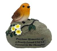 Special Uncle Graveside Memorial Robin Bird Resin Stone Grave Plaque Ornament Decoration Sadly Missed