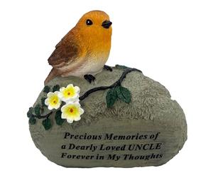Special Uncle Graveside Memorial Robin Bird Resin Stone Grave Plaque Ornament Decoration Sadly Missed