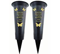 Special Verse Graveside Memorial Grave Spiked Flower Vase (Friend, 2 Pack)