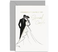 Special Wedding Day Card for Couple - Mr and Mrs Silhouette Card Gift - Just Married Card - Engagement Card - Wedding Anniversary Card for Friends, Parents, Son, Daughter, Grandparents | Blank Inside