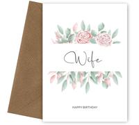 Special Wife Birthday Card - Beautiful Floral Birthday Cards for Wife - Heartfelt Lovely Words