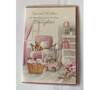 Special Wishes On The Christening of Your Daughter Daughter's Christening Day Card Teddy/Pink Chair Foil Detail(VA155)