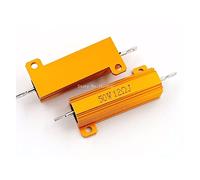 Specialised accessories RX24 50W 12R 12RJ Metal Aluminum Case High Power Resistor Golden Metal Shell Case Heatsink Resistance Resistor 12 ohm 50w