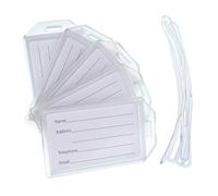 Specialist ID Of Premium Rigid Airline Luggage Tag Holders With 6" Worm Loops 5 Pack Clear