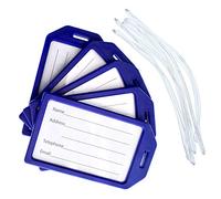 Specialist ID Of Premium Rigid Airline Luggage Tag Holders With 6" Worm Loops 5 Pack Navy Blue