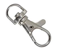 Specialist ID - Premium Metal Lobster Claw Clasp Hook Craft Findings - 1.5 Inch Clip with Trigger Snap and Round Eye Swivel D Ring 25 Pack Silver