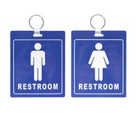 Specialist ID Restroom Pass Keychains (1 Men / 1 Women) FLEXIBLE/HEAVY DUTY Bathroom Tag with Key Chain Ring, Blue, 2 Pack