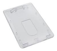Specialist ID - Slim Heavy Duty Badge Holders - Hard Plastic Polycarbonate (Holds 1 Card) Rigid Top Load Single Card Case - Vertical Easy Access Thumb Slide Hole & Uv Protection 3 Pack Clear