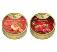 Speciality Mix pack bundle Drops containing "Cavendish and Harvey" Premium Double Fruit Flavoured Travel Sweets - Strawbery and Raspberry & Peach (2 x 175g)