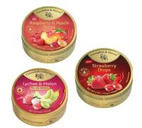 Speciality Mix pack bundle Drops containing "Cavendish and Harvey" Premium Filled Travel Sweets - Strawbery and Raspberry & Peach and Lychee & Melon (3 x 175g)