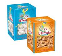 Speciality White and Brown Sugar Cube Bundle Containing Le Perruche White and Brown Natural Cane Sugar Cubes 500g each 500g x 2