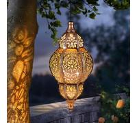 Specialityi Moroccan Solar Lights Outdoor - IPX44 Waterproof Auto On/Off Hanging Lantern, Artisan Style for Patio, Yard and Garden Decor (#1)