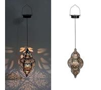 Specialityi Moroccan Solar Lights Outdoor - Waterproof Hanging Lanterns with Geometric Patterns, Hanging Garden Decor, IPX44 Waterproof, Metal Moroccan Decorative Lights for Yard, Patio, Porch
